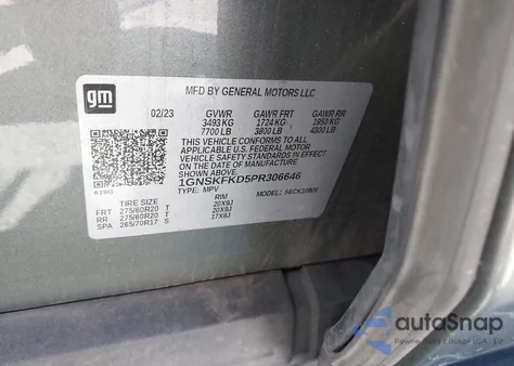 2023 Chevrolet Suburban 4Wd Premier из США, поврежденный, VIN 1GNSKFKD5PR306646